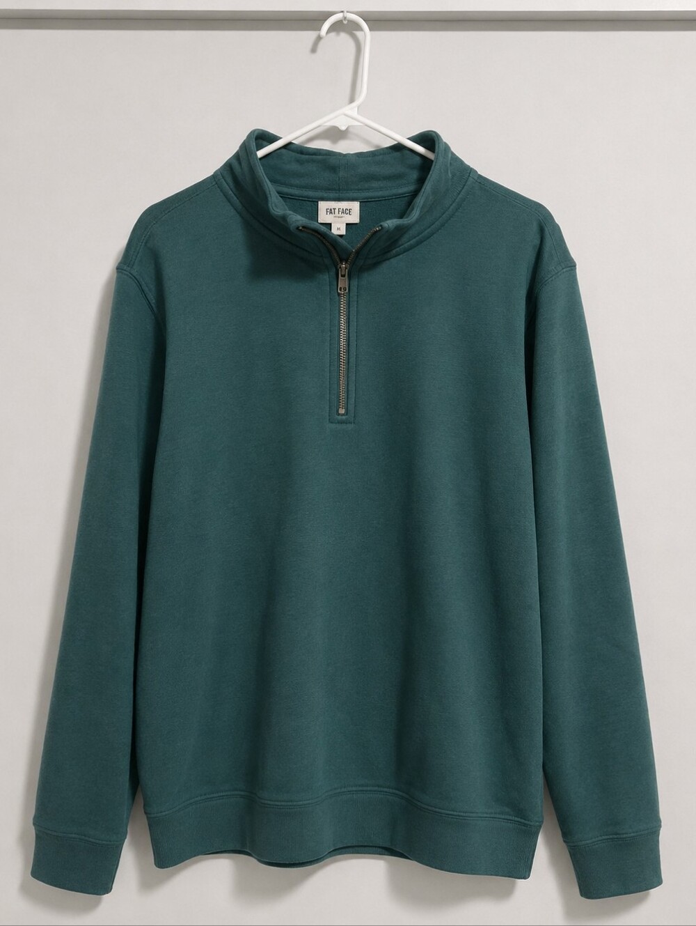 Fat Face Men's Dark Teal Quarter-Zip Pullover